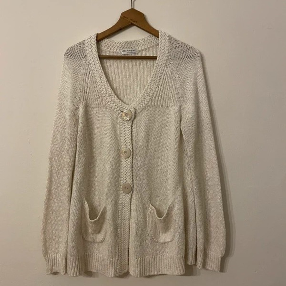 Elegant Cream Women's Cardigan with Pockets